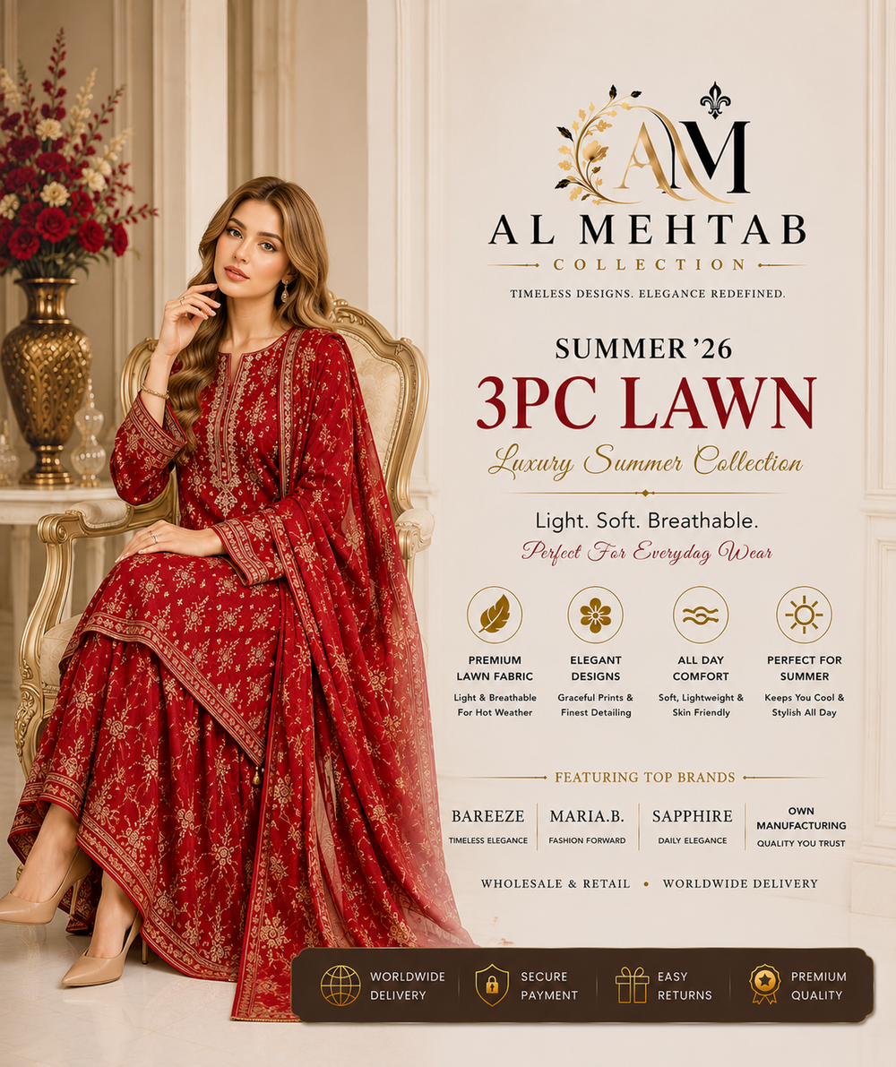 3PC LAWN - AL- Mehtab Collection 